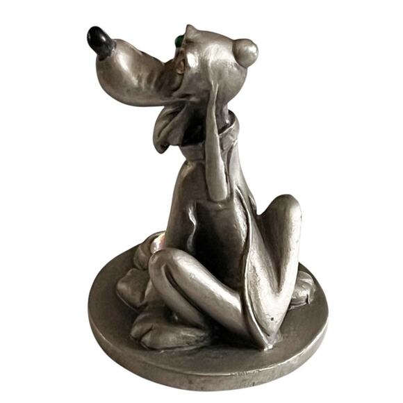 Hudson Pewter Disney #3993 Sitting Pluto Green Eye Crystal Dog Bowl 1.75" - Picture 3 of 7